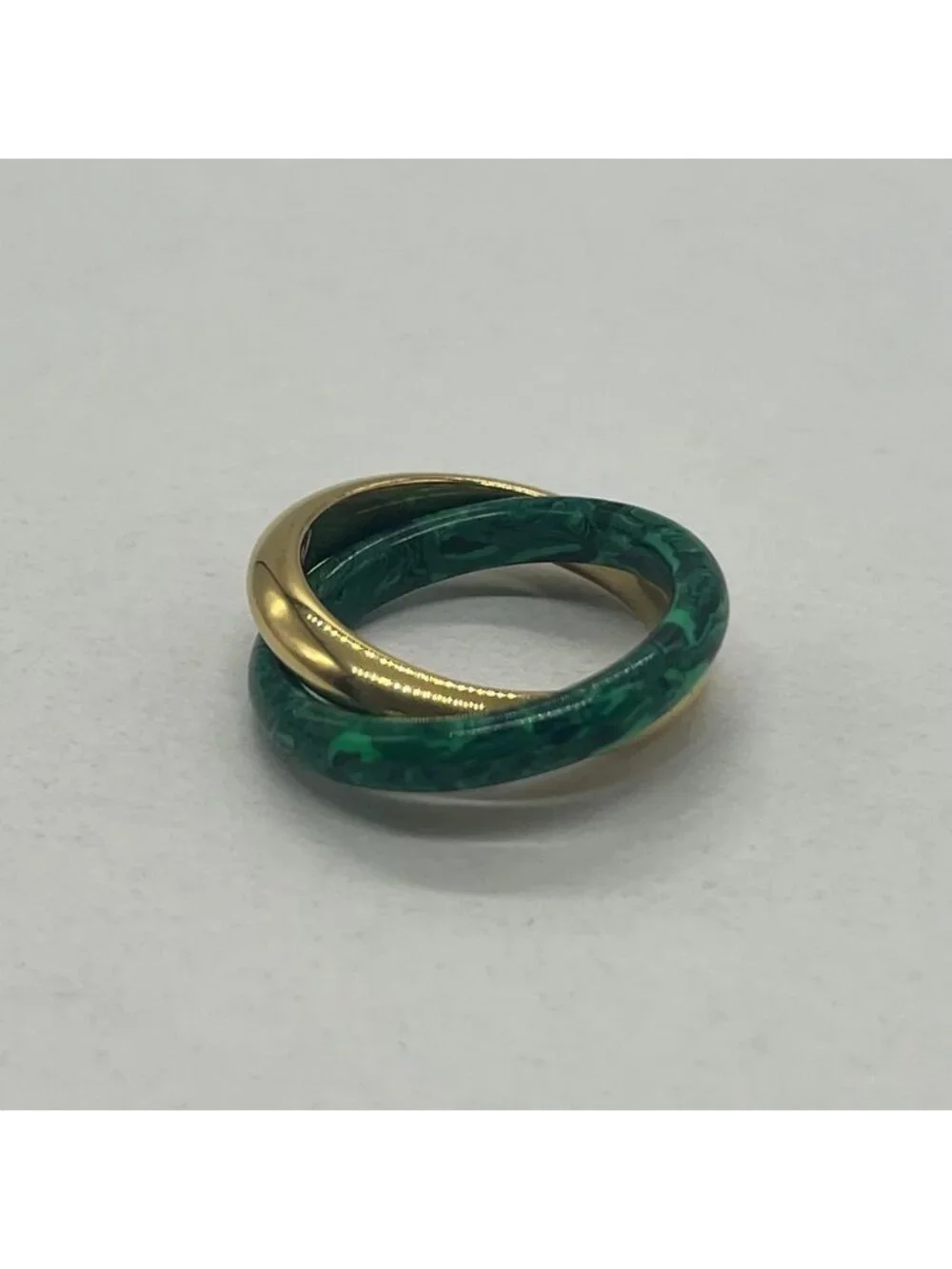 Bottega Veneta Interlocking Double Ring Malachite